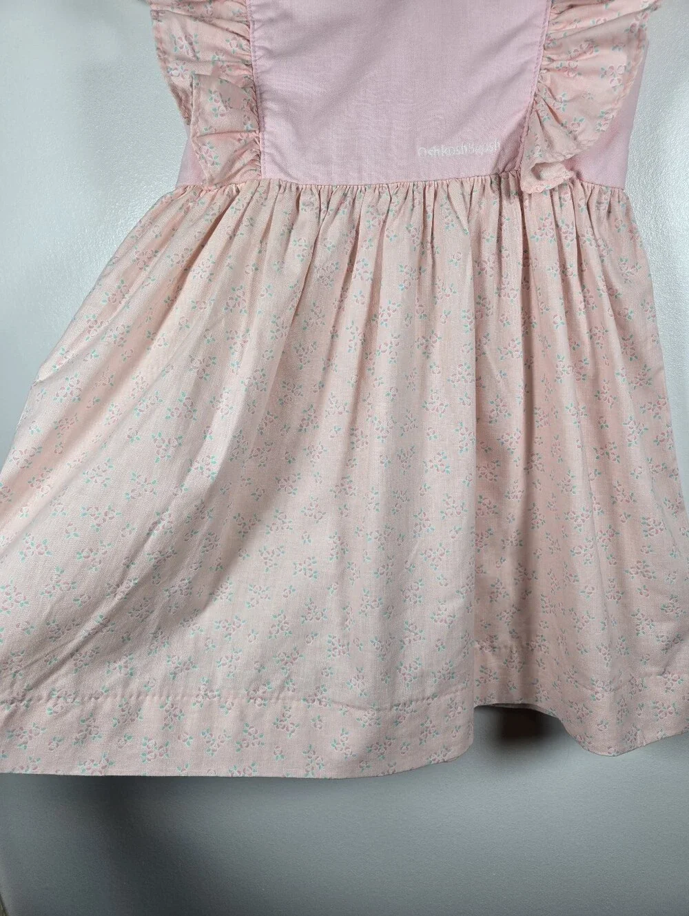 Vintage 80s OshKosh Bgosh Pink Floral Ruffle Cotton Dress Girls Size 6X USA